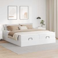 Ottoman bed met matrassen 180x200cm kunstleer wit - thumbnail
