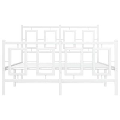 Bedframe met hoofd- en voeteneinde metaal wit 120 x 190 cm - thumbnail