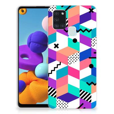 Samsung Galaxy A21s | TPU Hoesje | Blokken Kleurrijk