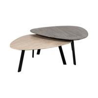 Richmond Organische Salontafel 'Spencer' Travertin, Set van 2 stuks - thumbnail