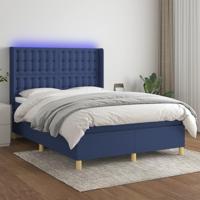 Boxspring met matras en LED stof blauw 140x200 cm - thumbnail