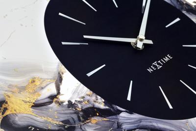 Grote wandklok 48 cm - geruisloos - aluminium - NeXtime 'Marble Duo'