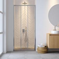 Schuifdeur Driedelig Sealskin Hooked 95x200 cm 6 mm Helder Glas Antikalk Zilver - thumbnail