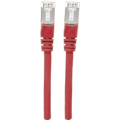 Intellinet 740579 RJ45 Netwerkkabel, patchkabel CAT 6A S/FTP 0.25 m Rood Folie afscherming, Afscherming gevlochten, Afgeschermd, Halogeenvrij 1 stuk(s)