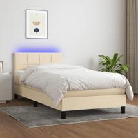 Boxspring met matras en LED stof crèmekleurig 90x190 cm - thumbnail
