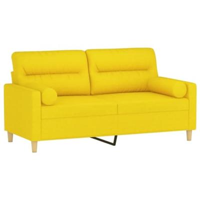 Tweezitsbank met sierkussens 140 cm stof lichtgeel