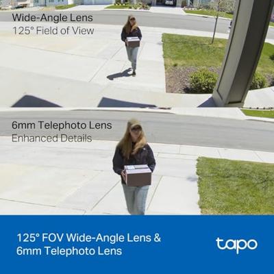 Tapo C246D Wifi-bewakingscamera voor buiten, met 2K dubbele lens, 125° groothoek en 6 mm telelens, smart tracking, gratis KI-detectie, nachtzicht, microSD-kaart tot 512 GB