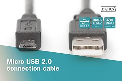 Digitus USB-kabel USB 2.0 USB-A stekker, USB-micro-B stekker 1.80 m Zwart Rond, Afgeschermd (dubbel) DB-300127-018-S Digitus USB-kabel USB 2.0 USB-A stekker, USB-micro-B stekker 1.80 m Zwart Rond, Afgeschermd (dubbel) DB-300127-018-S