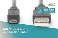 Digitus USB-kabel USB 2.0 USB-A stekker, USB-micro-B stekker 1.80 m Zwart Rond, Afgeschermd (dubbel) DB-300127-018-S - thumbnail