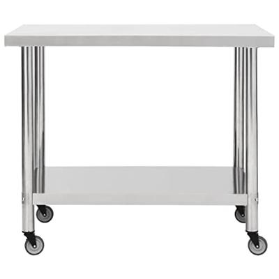 VidaXL Keukenwerktafel met wielen 100x30x85 cm roestvrij staal