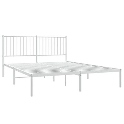 Bedframe met hoofdbord metaal wit 160x200 cm