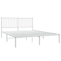 Bedframe met hoofdbord metaal wit 160x200 cm - thumbnail