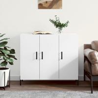 Dressoir 90x34x80 cm bewerkt hout wit - thumbnail