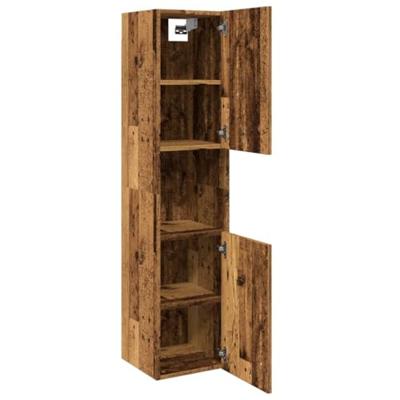 Badkamerwandkast 30x30x130 cm bewerkt hout oud houtkleurig