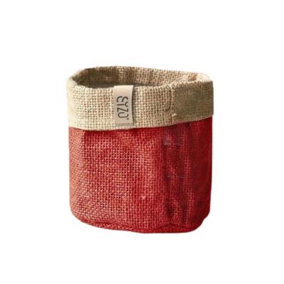 Sizo waterdichte plantenzak van jute 15 cm rood