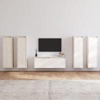 Tv-meubelen 5 st massief grenenhout wit - thumbnail