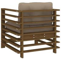 Tuinstoelen 2 st met kussens massief grenenhout honingbruin - thumbnail