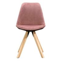 Eetkamerstoel Senja - velvet - roze - naturel hout - Leen Bakker - thumbnail