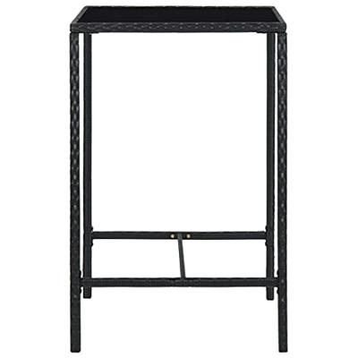 Tuinbartafel 70x70x110 cm poly rattan en glas zwart