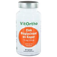 VitOrtho Zink Bisglycinaat En Koper Capsules 60st - thumbnail