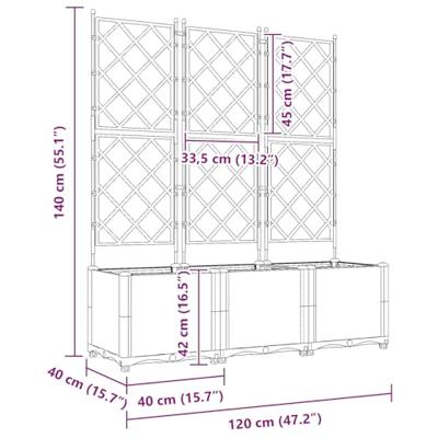 VidaXL Tuin bloempot 3 pcs wit 120 x 40 x 143 cm staal