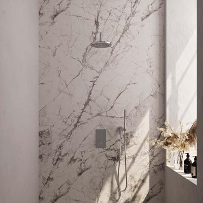 Brauer Chrome Carving Thermostatische Regendoucheset Inbouw - Hoofddouche 20 cm - Gebogen Wandarm - 3 Weg - Handdouche Staaf - Doucheslang - Wandaansluitbocht - Chroom