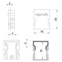 Deko Light 979020 H-AU-02-10 Eindkappen-set Kunststof (b x h x d) 6 x 20 x 16 mm 1 stuk(s) - thumbnail
