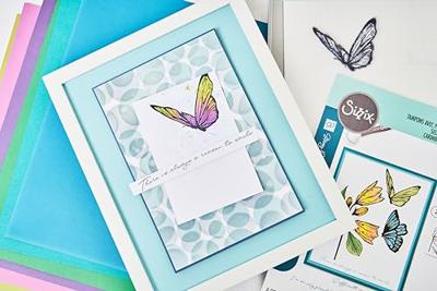 Sizzix • cosmopolitan clear stamp set & stencil farfallina