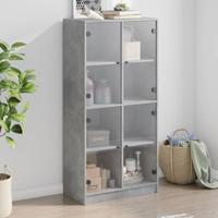 Hoge kast met deuren 68x37x142 cm bewerkt hout betongrijs - thumbnail