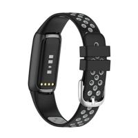 Fitbit Luxe - Siliconen sportbandje - Maat: Large - Zwart + grijs - thumbnail