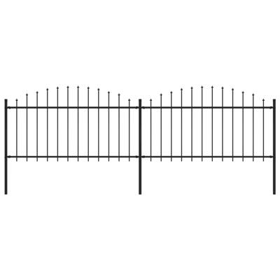 Tuinhek met speren bovenkant (1,25-1,5)x3,4 m staal zwart