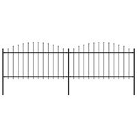 Tuinhek met speren bovenkant (1,25-1,5)x3,4 m staal zwart - thumbnail