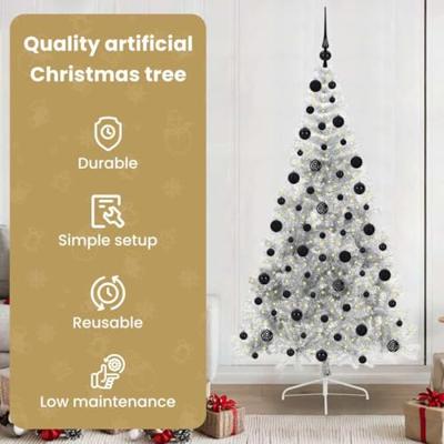 VidaXL Kunstmatig voorverlicht kerstboom met 300 led zilver 210 cm pet