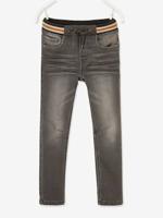 Rechte fleecebroek jongens denim look denim grijs - thumbnail