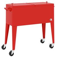 VidaXL Koelbox op wielen 92x43x89 cm rood - thumbnail