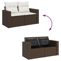5-delige Loungeset met kussens poly rattan bruin - thumbnail