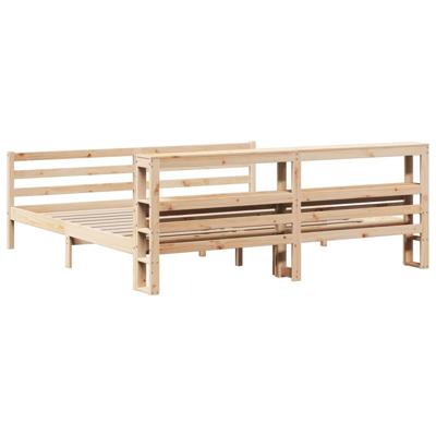 Bedframe met hoofdbord massief grenenhout 200x200 cm - thumbnail