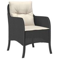 Tuinstoelen 2 st met kussens poly rattan zwart - thumbnail