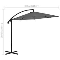 Zweefparasol met stalen paal 300 cm antraciet - thumbnail