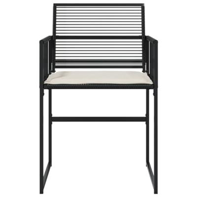 Tuinstoelen 4 st met kussens poly rattan zwart