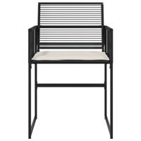 Tuinstoelen 4 st met kussens poly rattan zwart - thumbnail