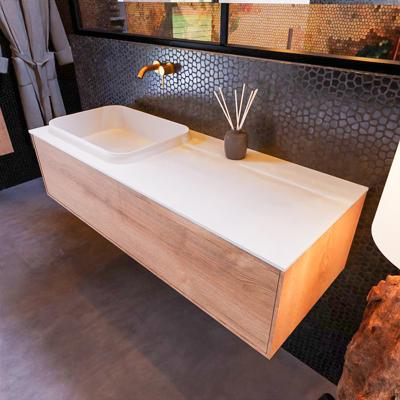 Badkamermeubelset Mondiaz Erin 120 cm met 1 Lade met RIDGE Wastafel Links Talc Zonder Kraangaten Greeploos Mat Washed Oak Badkamermeubelset Mondiaz Erin 120 cm met 1 Lade met RIDGE Wastafel Links Talc Zonder Kraangaten Greeploos Mat Washed Oak