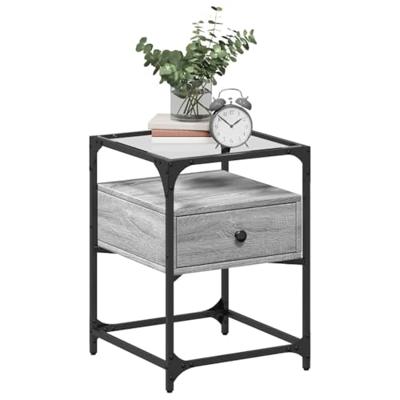 Nachtkastjes 2 st 40x40x55 cm bewerkt hout grijs sonoma