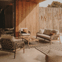 Kave Home Vellana loungeset Beige accaciahout - thumbnail