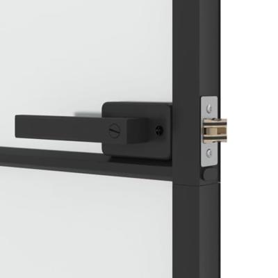 Binnendeur smal 102,5x201,5 cm gehard glas en aluminium zwart
