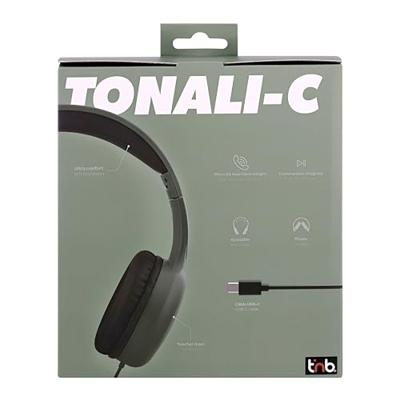 T'nB - Bedrade Supra-auditieve hoofdtelefoon, Foam Pads, Hoofdband Liner voor optimaal comfort, USB-C-kabel, ingebouwde bedieningselementen, microfoon - blauw
