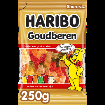 Haribo snoep goudbeertjes, zak van 250 g