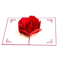 3D pop up Rose dank u groeten ansichtkaarten bloem handgemaakte leeg Vintage papier Happy Birthday Love Gift Card grootte: 13x16cm - thumbnail