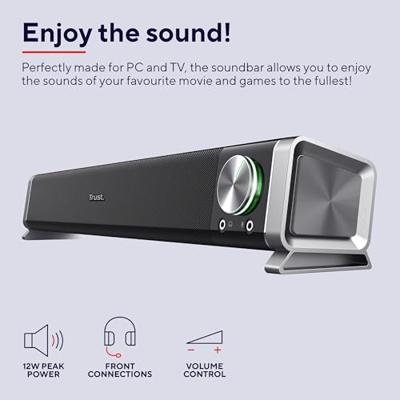 Trust Asto 2.0 PC-luidsprekers Kabelgebonden 12 W Zwart, Zilver - thumbnail