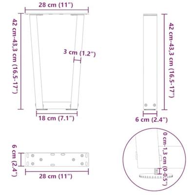 Eettafelpoten 2 st V-vormig 28x(42-43,3) cm staal antraciet